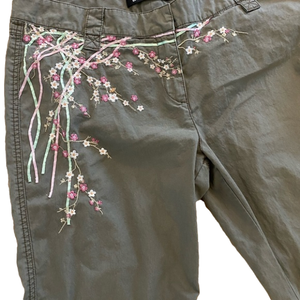 Dkny Jeans Floral Embroidered Drawstring ankle Jogger Casual Pant